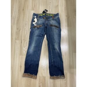 Vintage Y2K Miss Sixty Jeans! Unique Design Rare Find Leather Zip Size 29